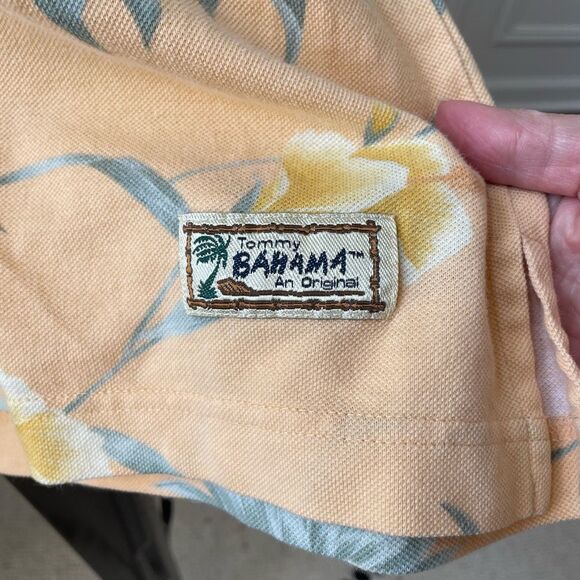 Vintage Tommy Bahama Tropical Hibiscus Flower Polo Golf Shirt Cotton L - Picture 4 of 6